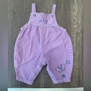 Vintage 2000s Y2K Carters Purple Lavender Butterfly Bubble Overalls Bibs 6M